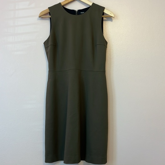 Theory Dresses & Skirts - Theory Classic Sleeveless Sheath Dress in Olive Green Stretch Viscose Sz 2